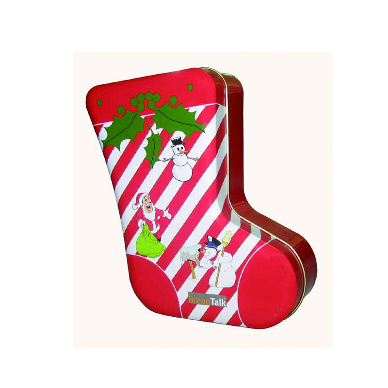 袜子形状礼品包装盒 圣诞主题礼品包装铁皮盒