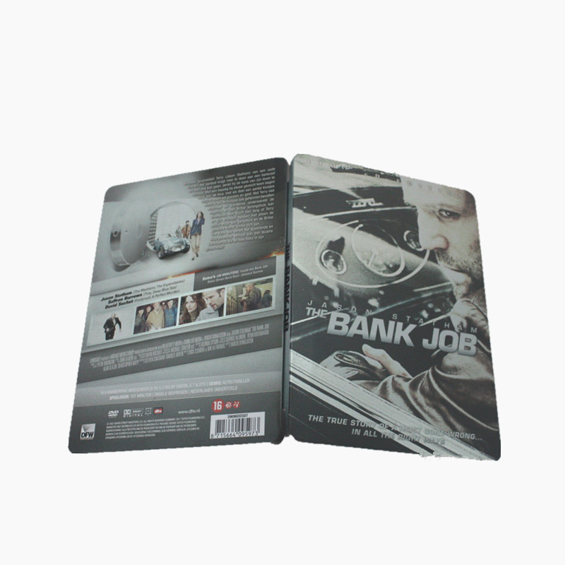 银行抢劫案犯罪系列电影DVD包装铁皮盒 杰森斯坦森犯罪惊悚片光盘铁盒生产厂家