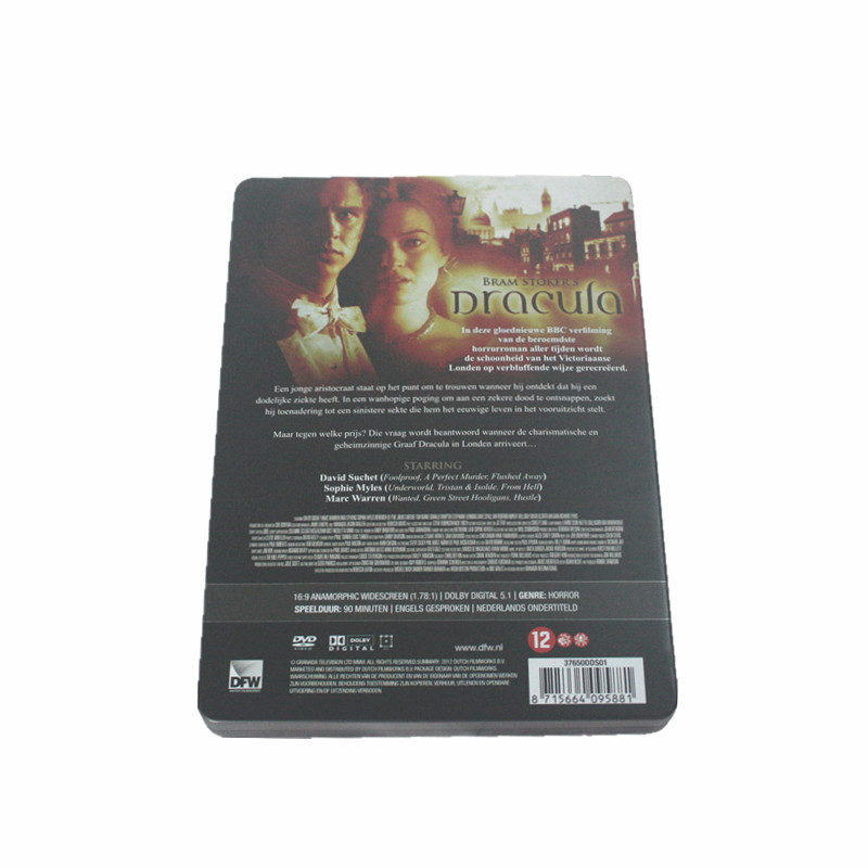 吸血鬼德古拉惊悚电影包装盒 恐怖电影光碟包装铁皮盒生产厂家