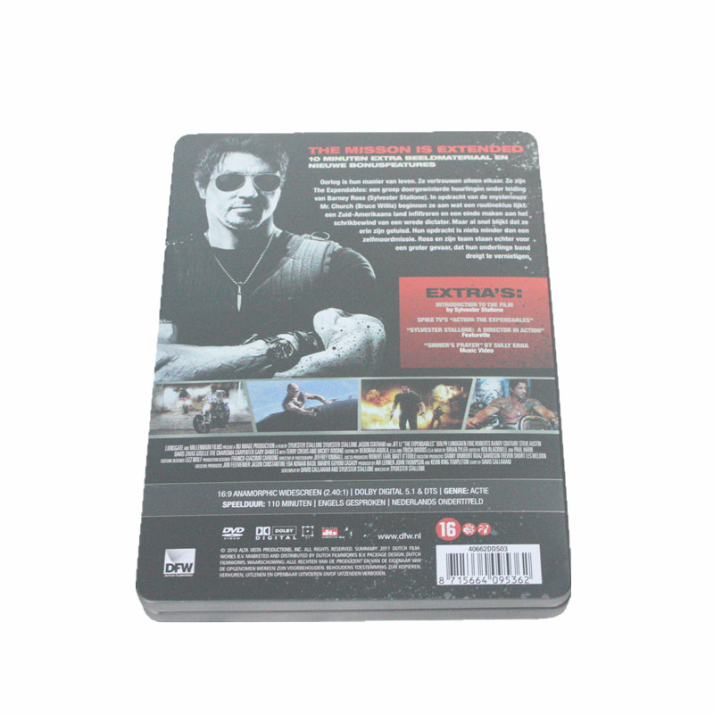 敢死队热播经典动作电影DVD包装铁盒 冒险系列电影光碟包装金属盒厂家
