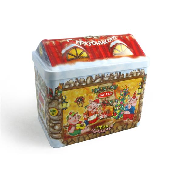圣诞铁皮屋子糖果礼盒厂家 圣诞礼品罐生产商
